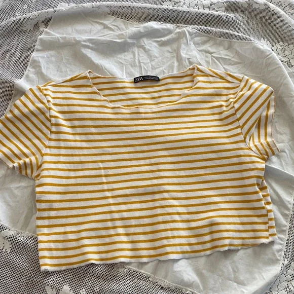 Zara stretch cotton crop top-Large - Picture 2 of 6